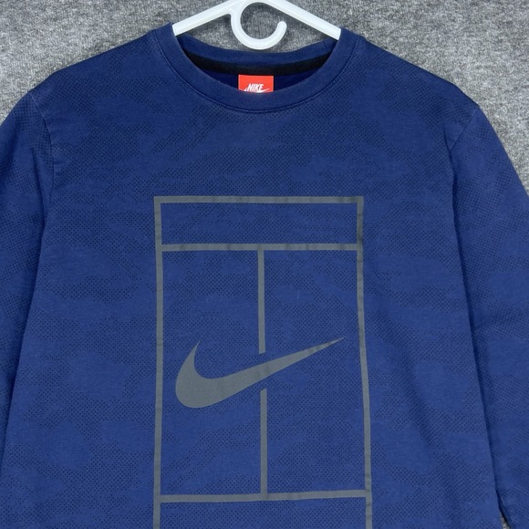 Nike Court Sweatshirt Mens M Blue Fleece Crewneck Pullover Tennis 715242 - Picture 2 of 16